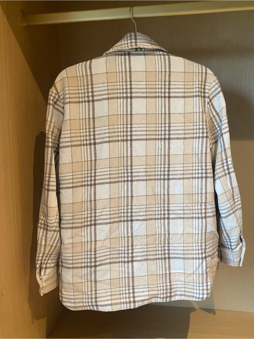 Beige Plaid Casual Jacket